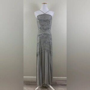 Aidan Mattox Silver Halter Sequin Dress